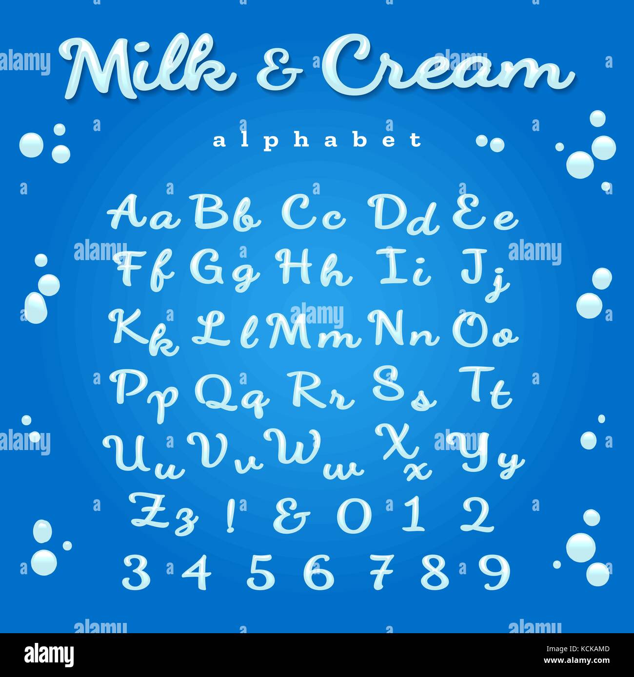 Milch oder Rahm Alphabet Stock Vektor