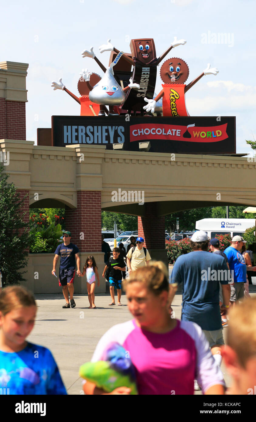 Zeichen Hershey's überstieg Eingang von Hershey's Chocolate World mit