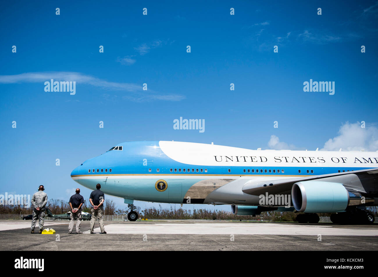 Präsident Trump kommt in Puerto Rico Stockfoto