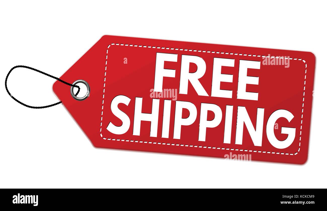Kostenloser Versand Red Label oder Preis auf weißem Hintergrund, Vector Illustration Stock Vektor