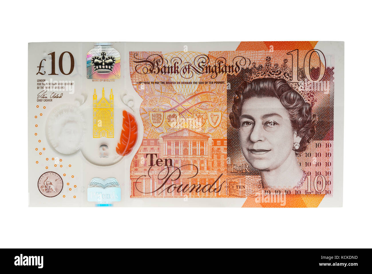 Eine neue 2017 £ 10 Hinweis auf weißem Hintergrund Stockfoto