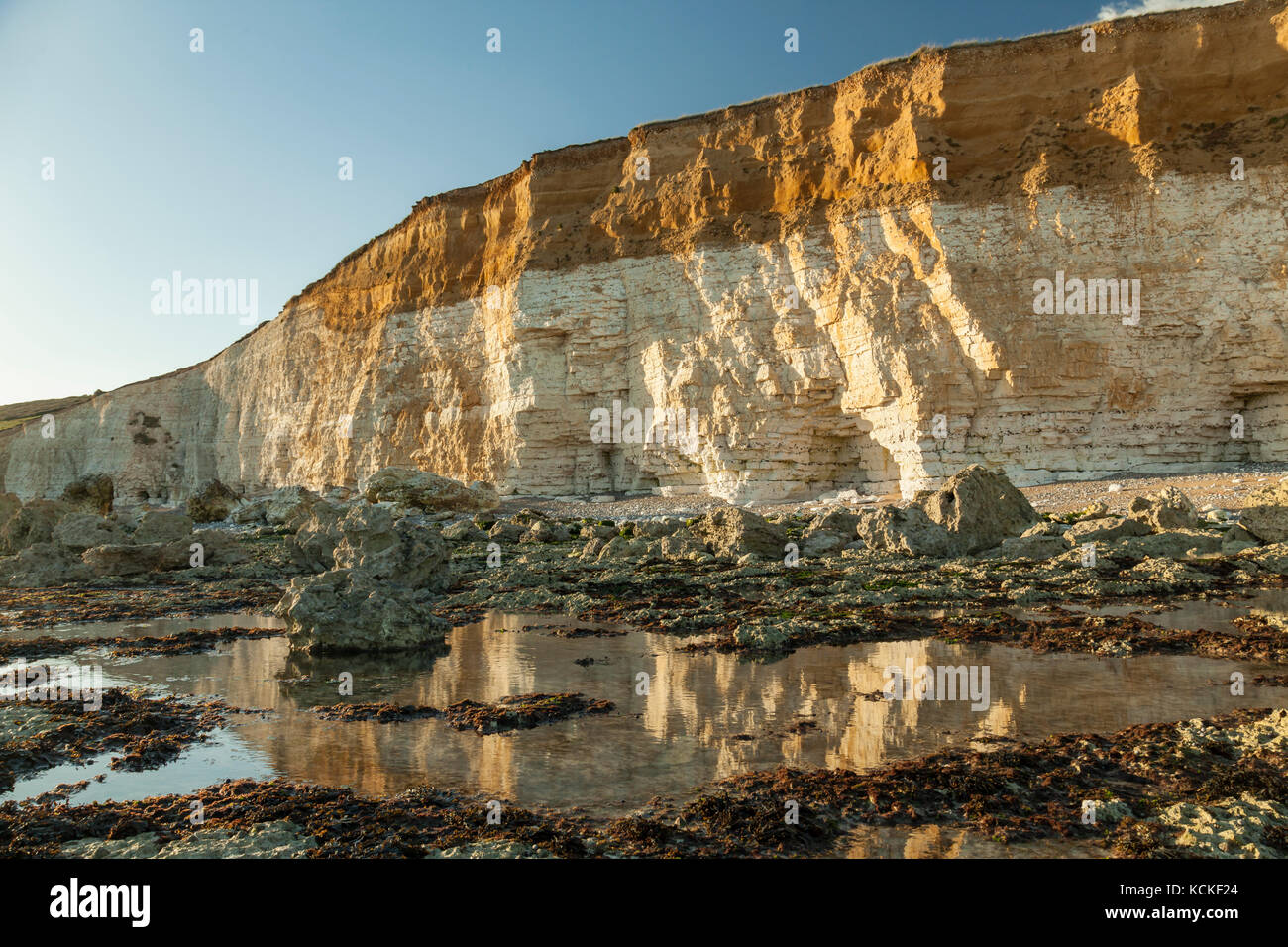 Herbst am Nachmittag seaford Head an der Küste von East Sussex, England. South Downs National Park. Stockfoto