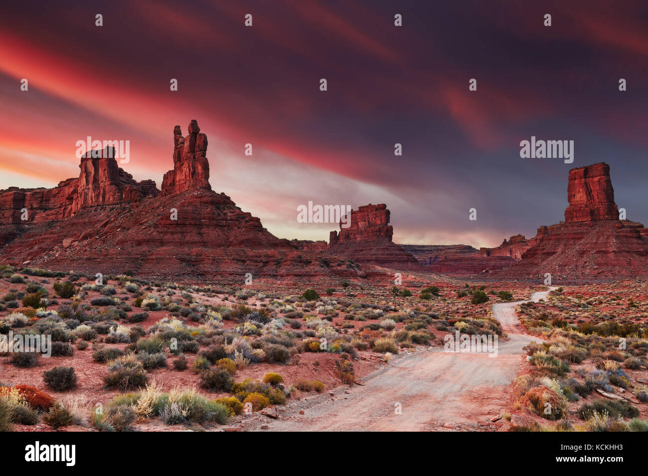 Tal der Götter bei Sonnenuntergang, Utah, USA Stockfoto