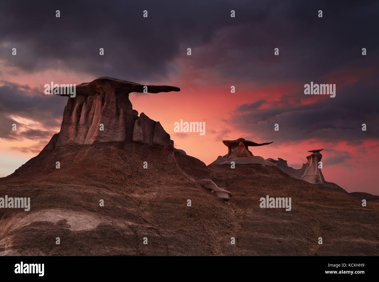 Stein Flügel, bizarre Felsformationen in bisti Badlands, New Mexico, USA Stockfoto