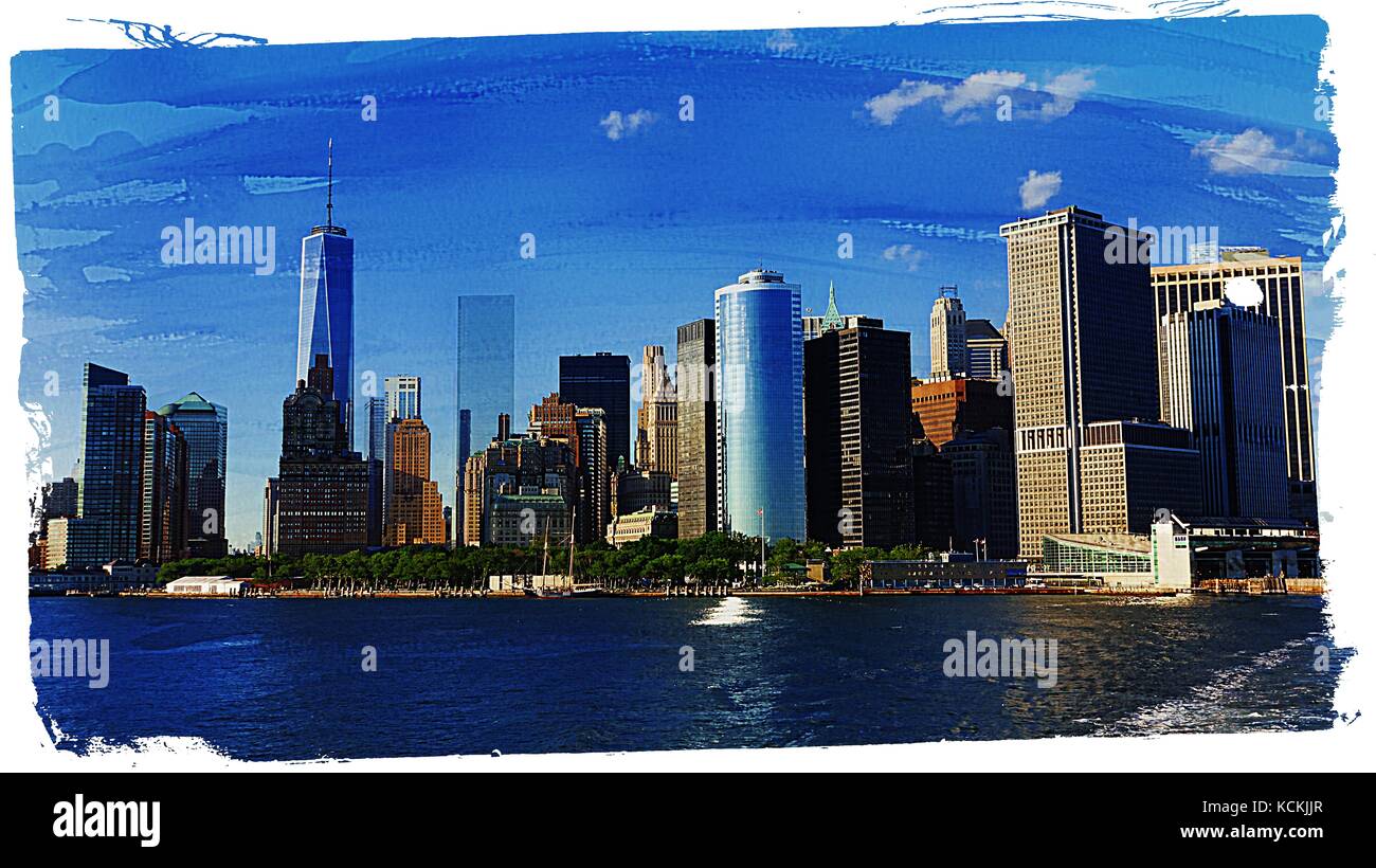 Gemälde von New York City Gebäude Stockfoto