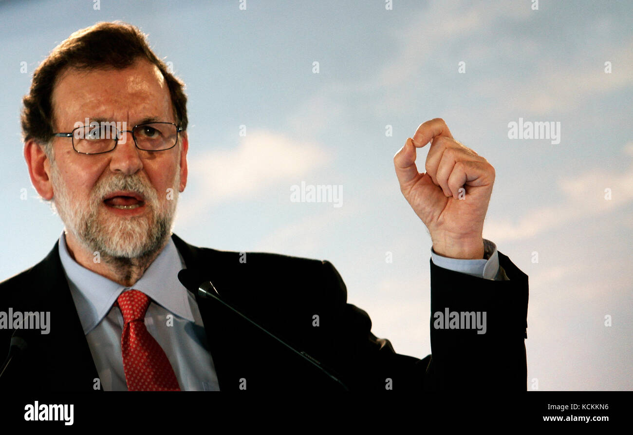 Mariano Rajoy Ministerpräsident von Spanien seit 2011, auf einer Kundgebung in Mallorca. In dem Moment, in dem die Regierung von Spanien ist ein Moment der großen poli Stockfoto