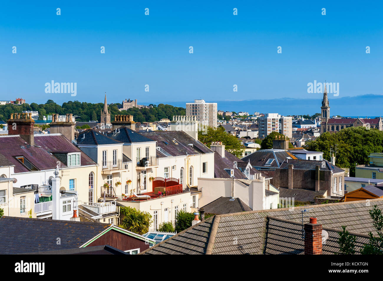 Skyline von Saint Helier, Jersey, Channel Islands, Großbritannien Stockfoto