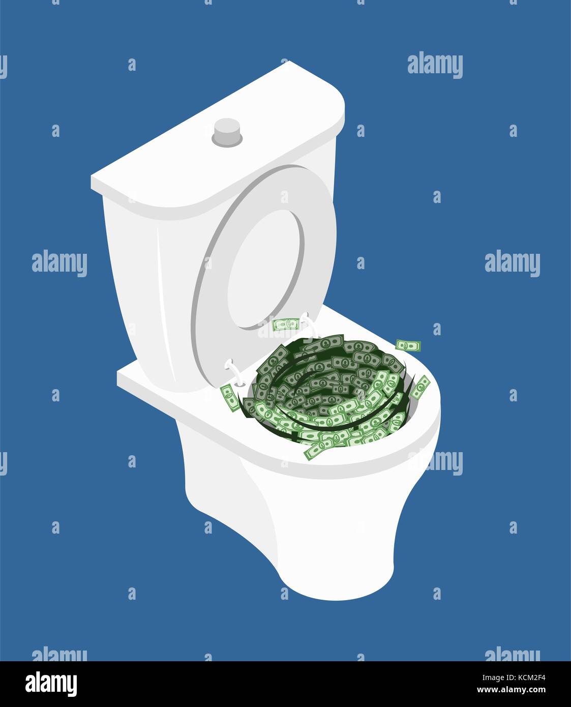 Geld in Wc.. Waschen Sie Bargeld in wc. Vector Illustration Stock Vektor