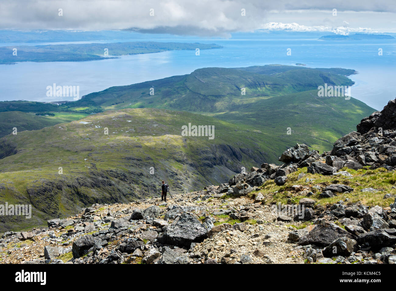 Die Halbinsel Strathaird vom Ostgrat von Bla Bheinn, Isle of Skye, Schottland, Großbritannien. Stockfoto