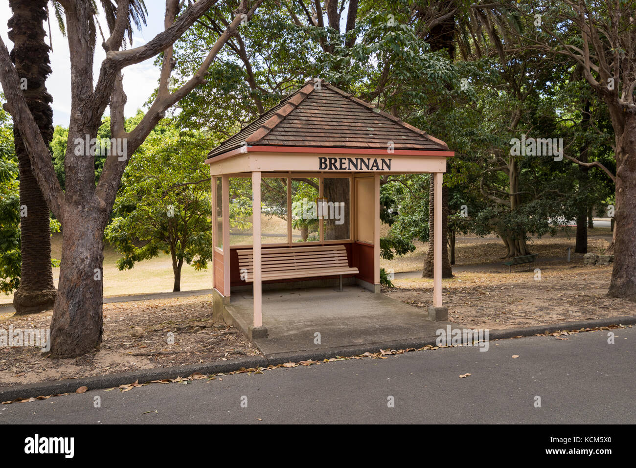 Bushaltestelle für Brennan Park, in der North Shore, Wollstonecraft, Sydney, NSW Stockfoto
