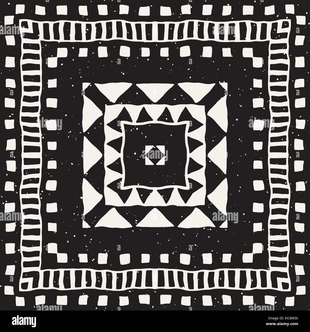 Schwarze und weiße tribal Vektor nahtlose Muster mit Doodle Elemente. Aztec abstrakte Kunst drucken. Ethnische Zierpflanzen hand gezeichnete Kulisse. Stock Vektor