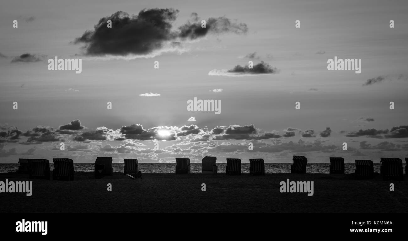 Sonnenuntergang am Strand, Amrum, Deutschland Stockfoto