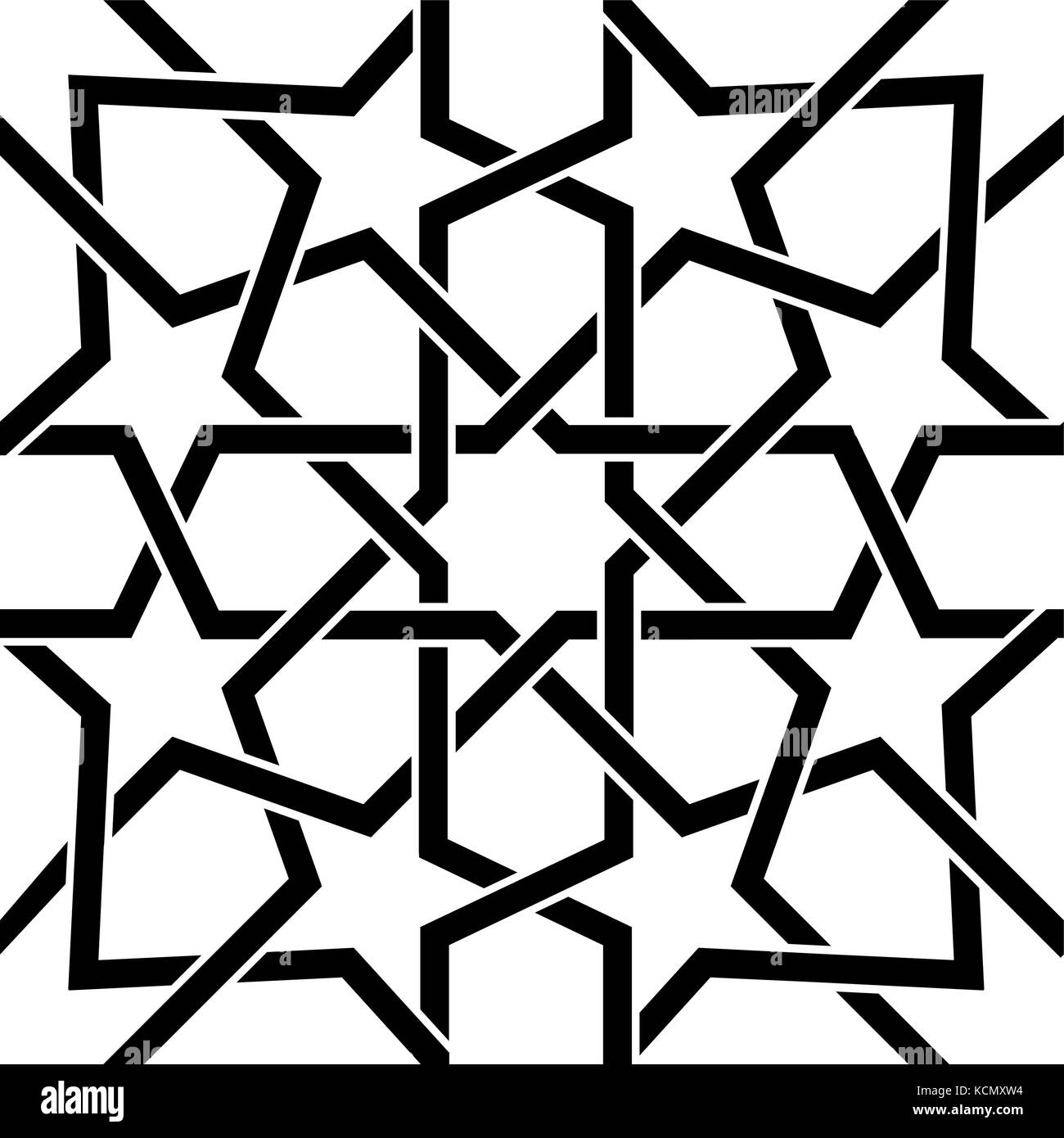 Marokkanische Fliesen schwarz-weißes Design, maurischen nahtlose Vektor Muster, geometrische abstrakte Kacheln Stock Vektor
