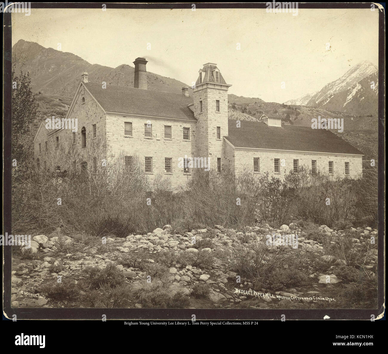 Die Deseret Papierfabrik, Mund Cottonwood Canon Utah. C.R. Savage, Foto. Stockfoto