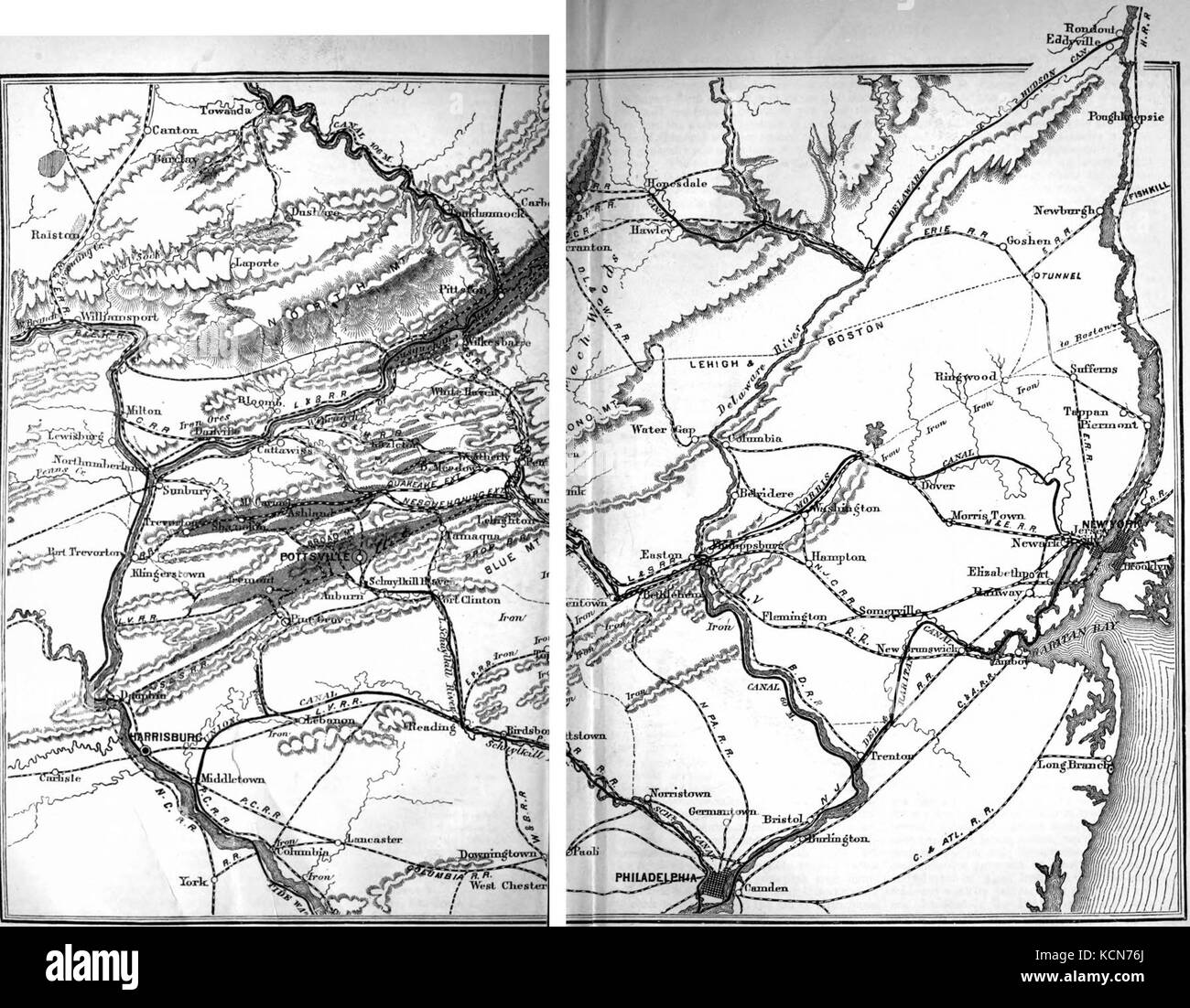 AmCyc Anthrazit Pennsylvania regionale Karte Stockfoto
