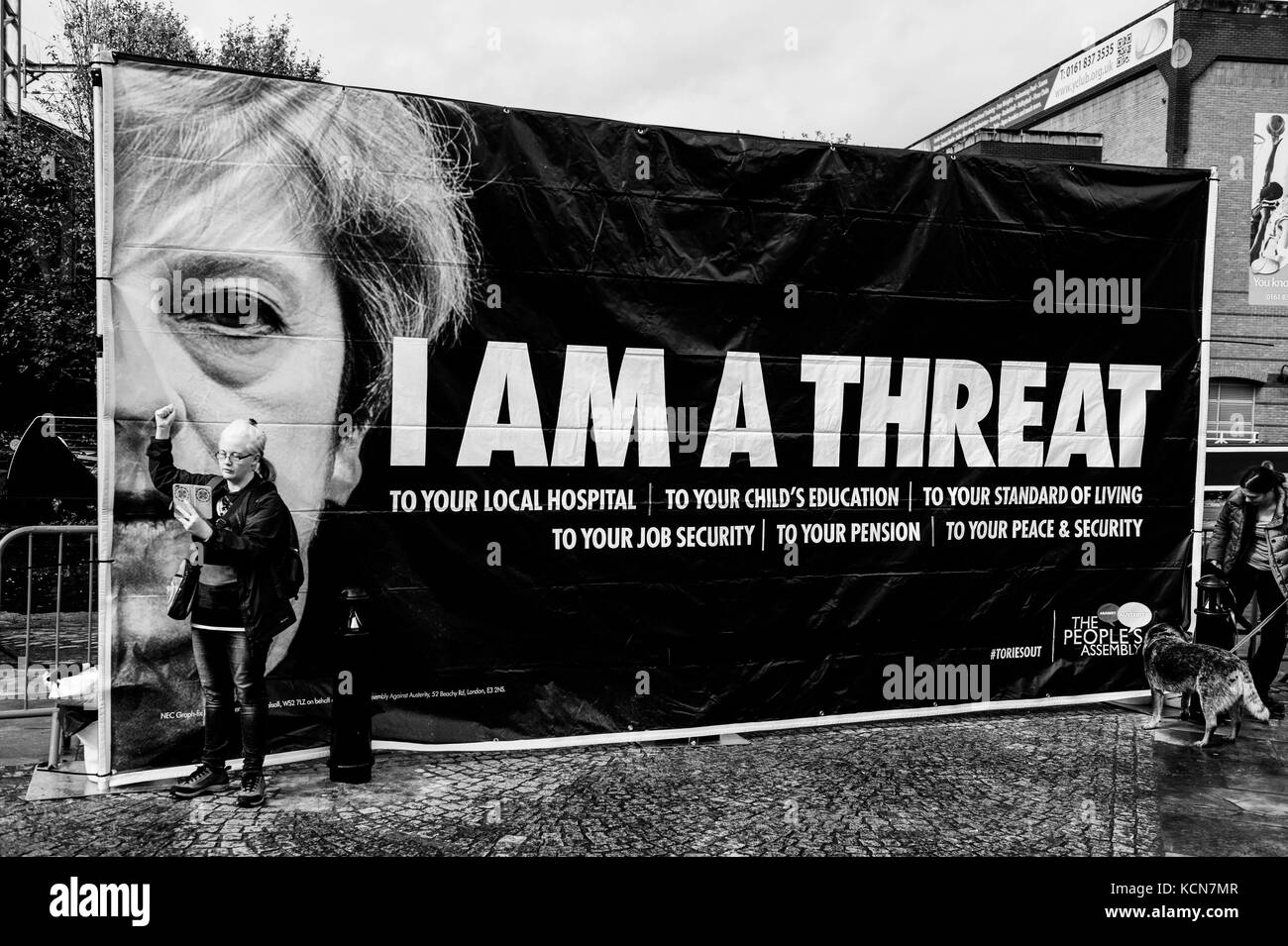 Manchester UK; 1 st. Oktober 2017: Aktivisten und Kampagne Gruppen kamen aus dem ganzen Land zu Protesten gegen die Konservative Partei Stockfoto