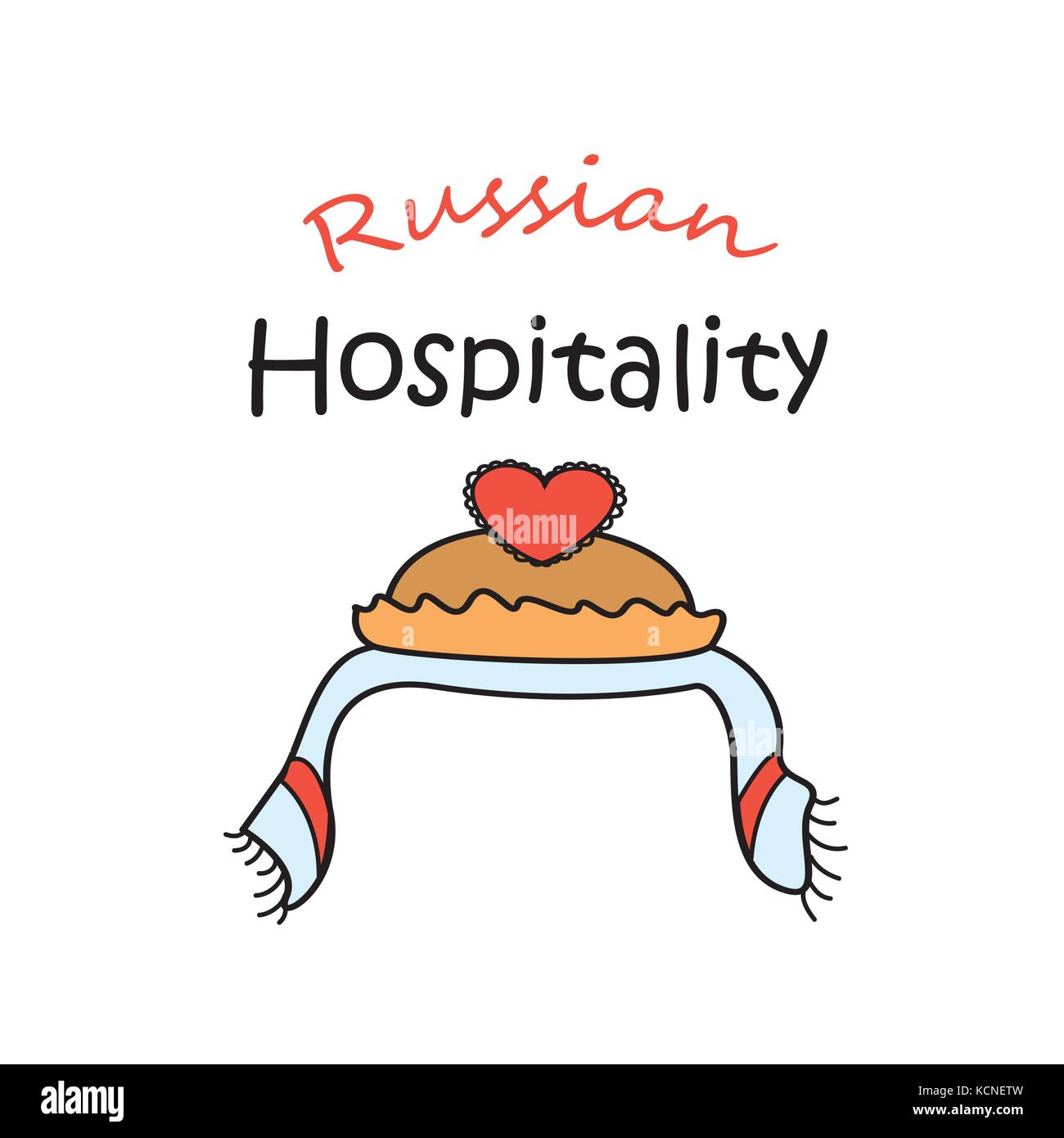 Russische Gastfreundschaft. Brot-und-Salz willkommen. auf weißem Hintergrund Stock Vektor