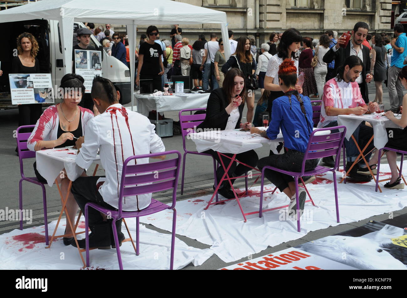 Lyon, Frankreich L269 Tierschützer protestieren gegen Verstöße gegen Tiere und fordern die Schließung von Schlachthöfen, Lyon, Stock Photo L269 an Stockfoto