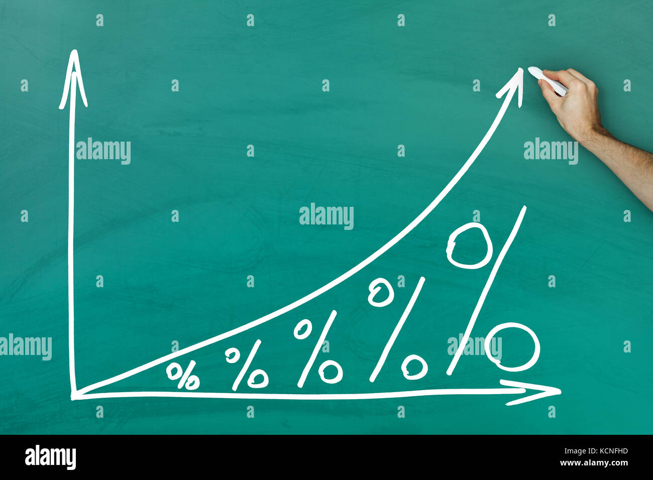 Wachstumskonzept Interesse an die grüne Tafel Stockfoto