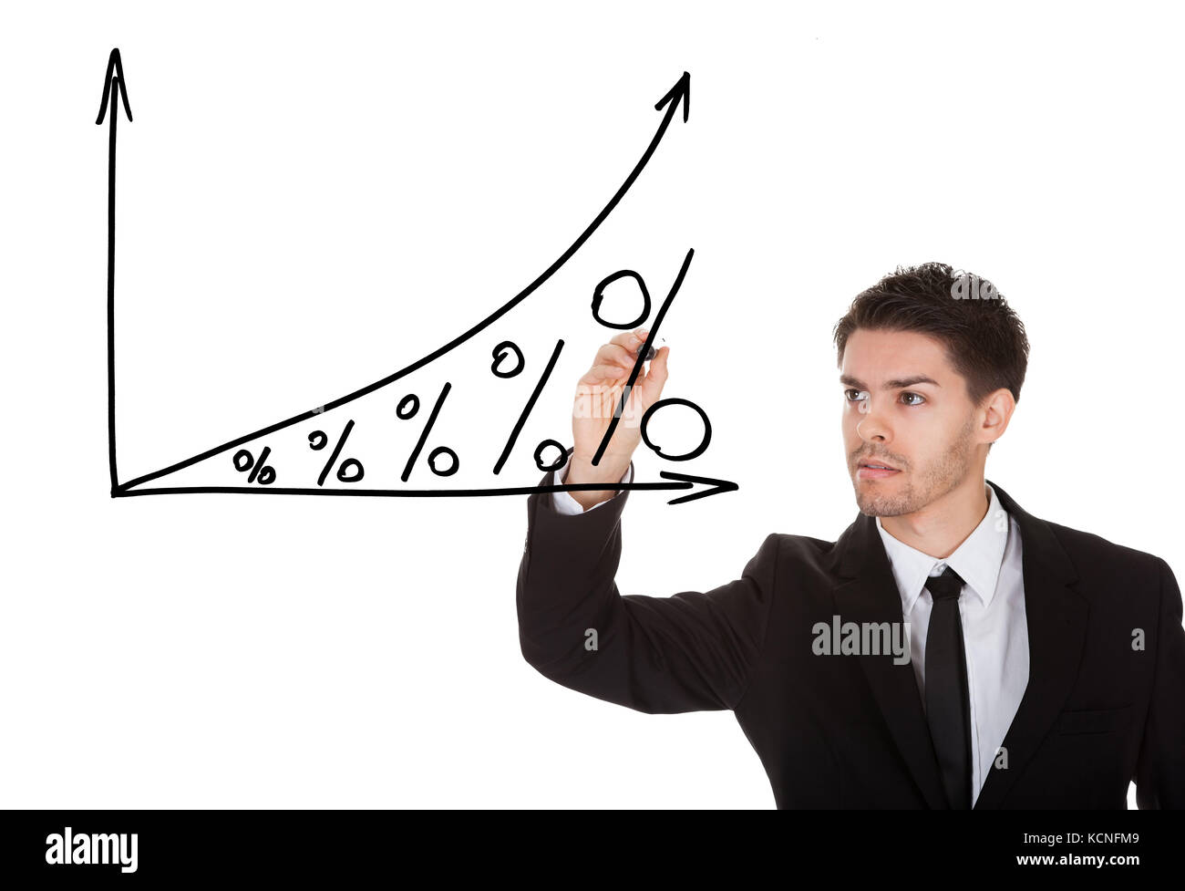 Interesse Wachstumskonzept auf dem weißen Bildschirm Stockfoto