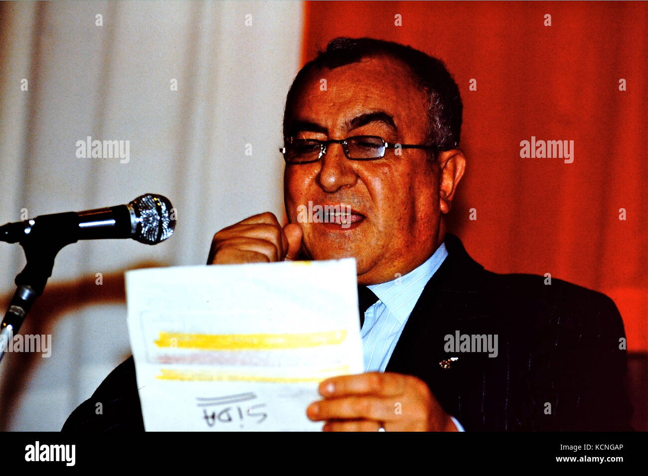 Roger Holleindre spricht auf dem Treffen der französischen Front National, Lyon, Frankreich Stockfoto