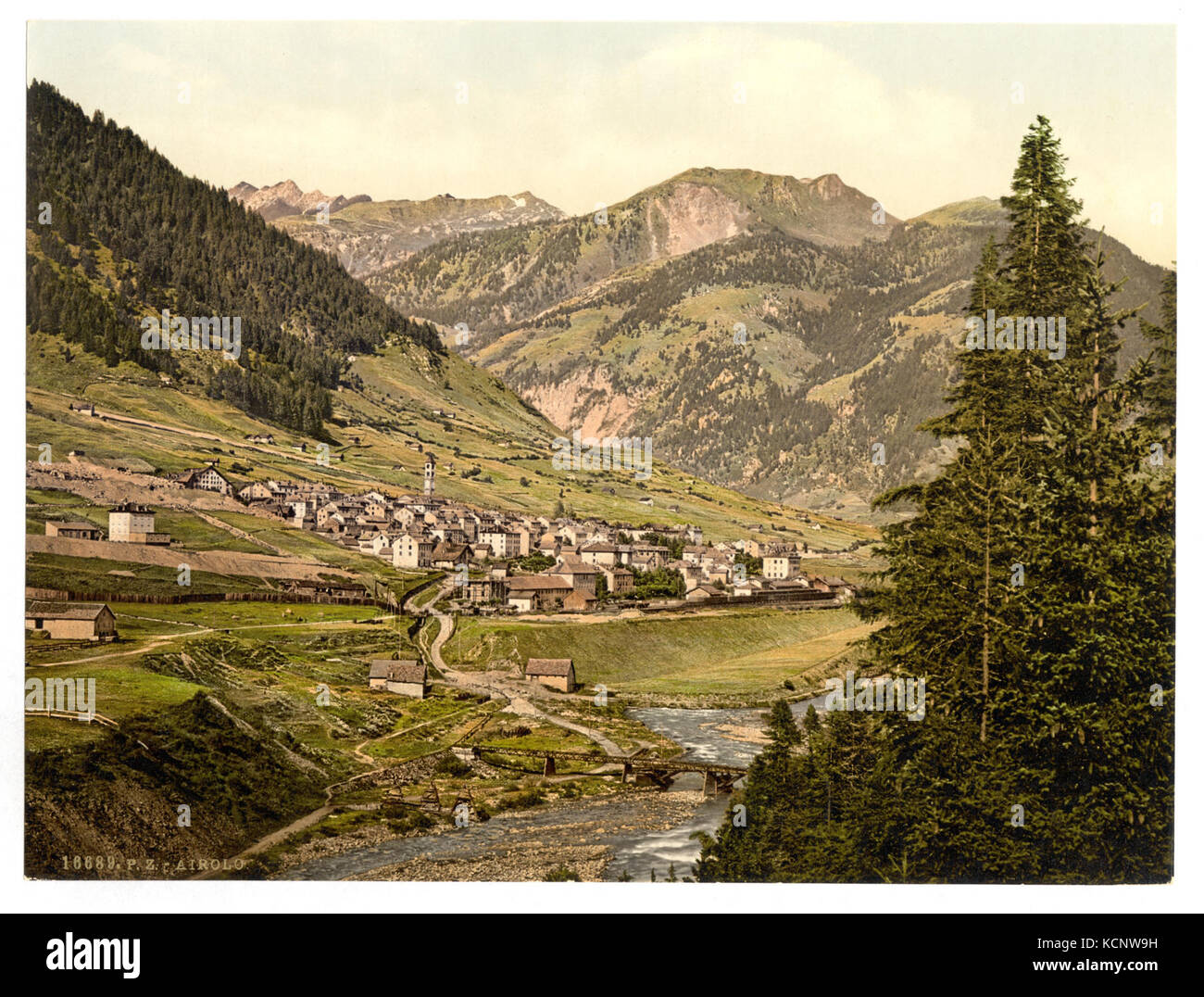 Airolo, allgemeine Ansicht, St. Gotthard Bahn, Schweiz LCCN 2001703192 Stockfoto