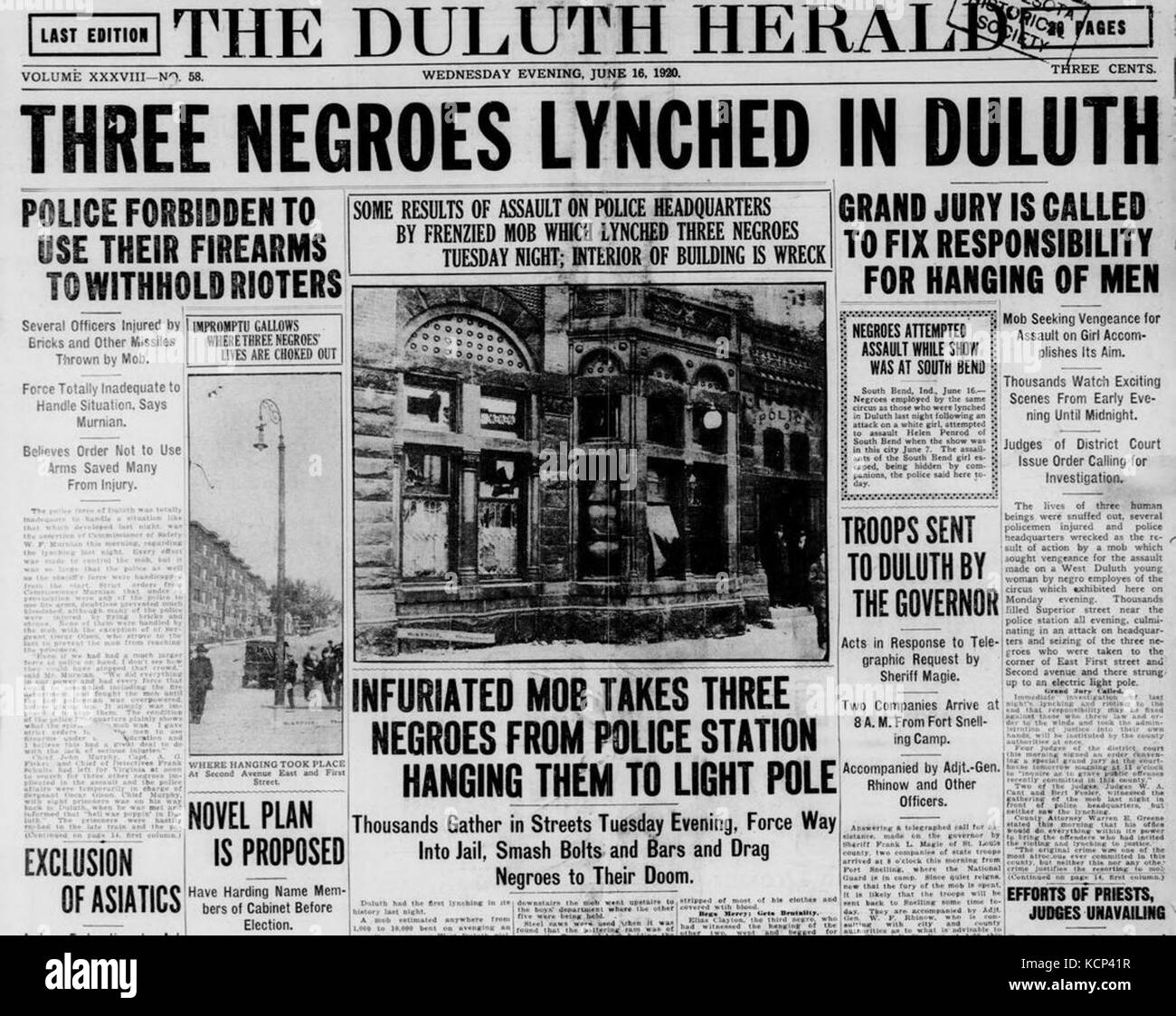 Duluth Lynchmord 1920 Stockfoto