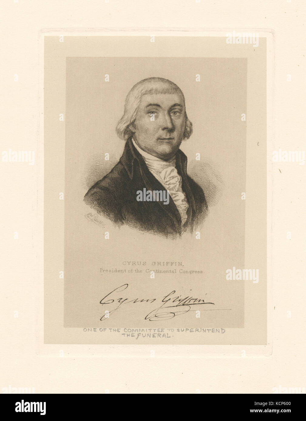 Cyrus Griffin, Präsident des Kontinentalkongresses (NYPL Hades 287472 EM3927) Stockfoto