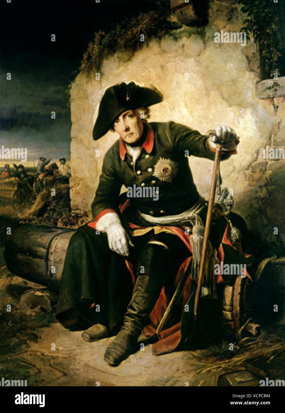 Friedrich der Große nach der Schlacht von Kolin von Julius Schrader Stockfoto