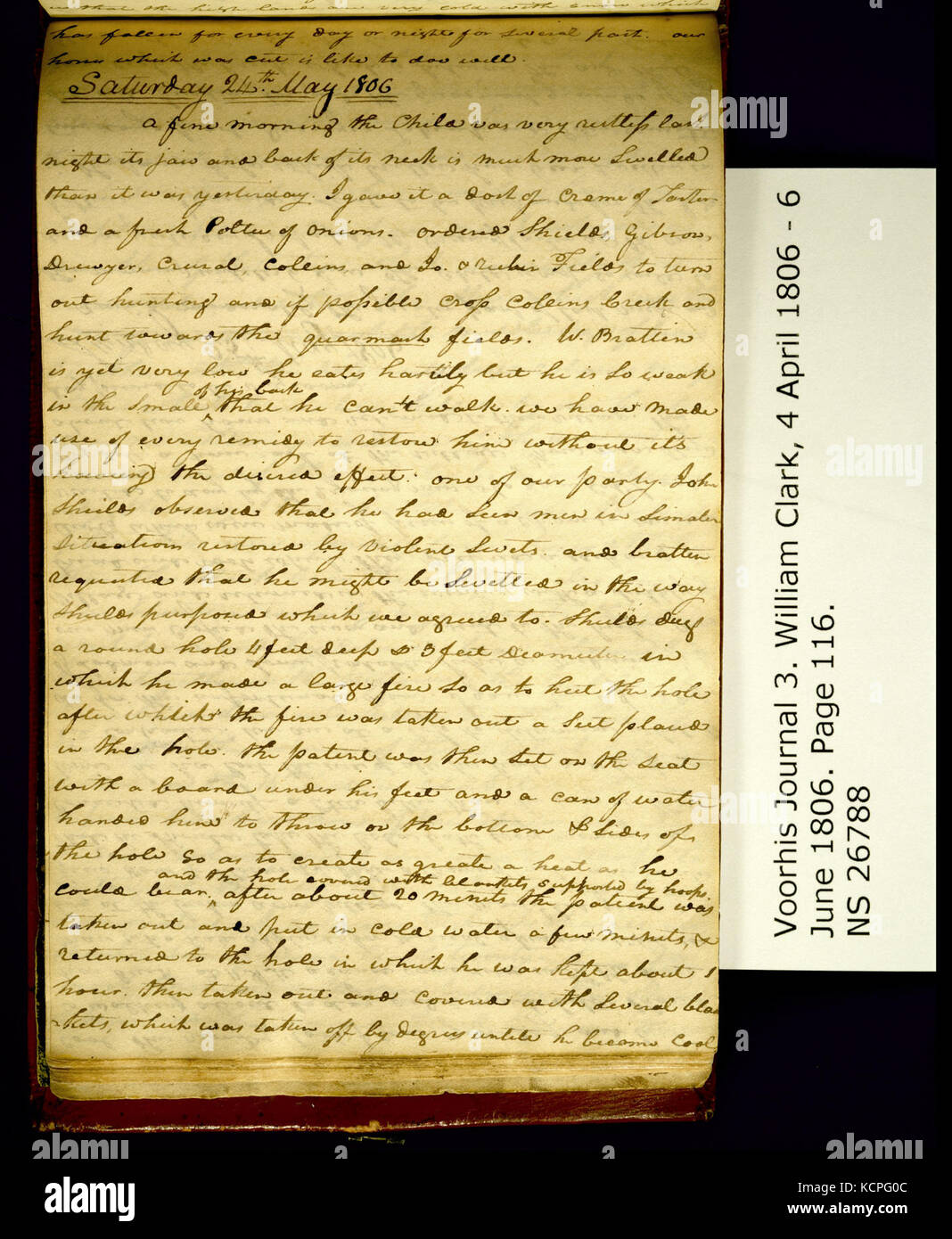 Clark Familie Sammlung Band 3. Voorhis Journal Nr. 3, Seite 116, 23. Mai 24, 1806 Stockfoto