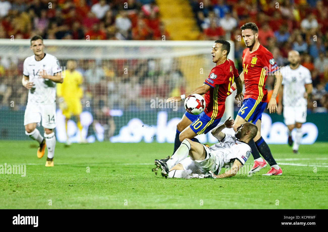 Alicante, Spanien. 6. Okt 2017. Europäische Qualifier russischen World Cup 2018, Spiel 9 zwischen Spanien und Albanien Jose Rico Perez Stadion. © ABEL F. ROS/Alamy leben Nachrichten Stockfoto