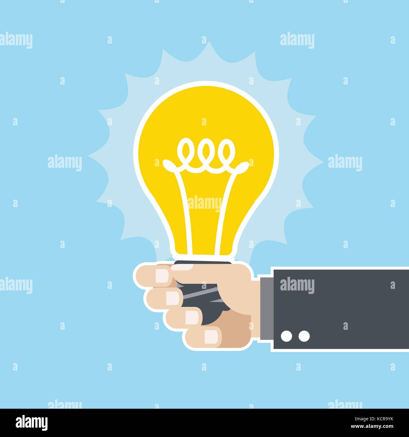 Innovative Idee - leuchtende Glühbirne in der Hand Stock Vektor