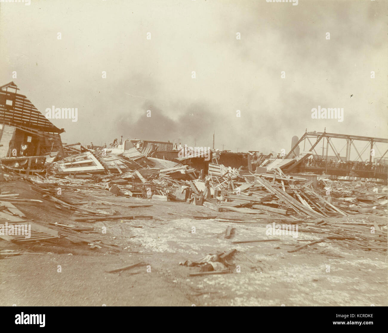 Schäden in East St. Louis aus der Tornado 1896 Stockfoto