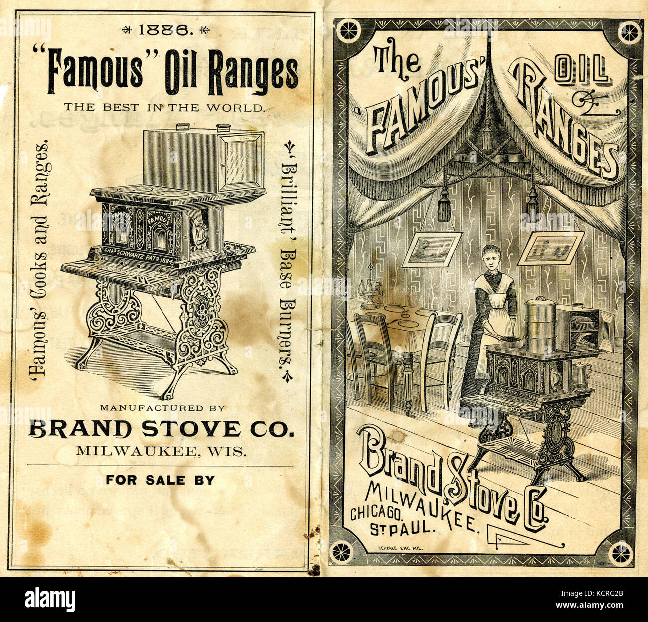 Rundschreiben der Marke Herd Co., Milwaukee, Chicago und St. Paul, 1886 Stockfoto