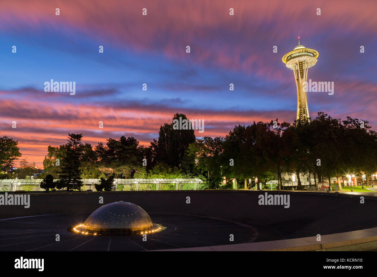 Sonnenaufgang über dem Space Needle Seattle Stockfoto