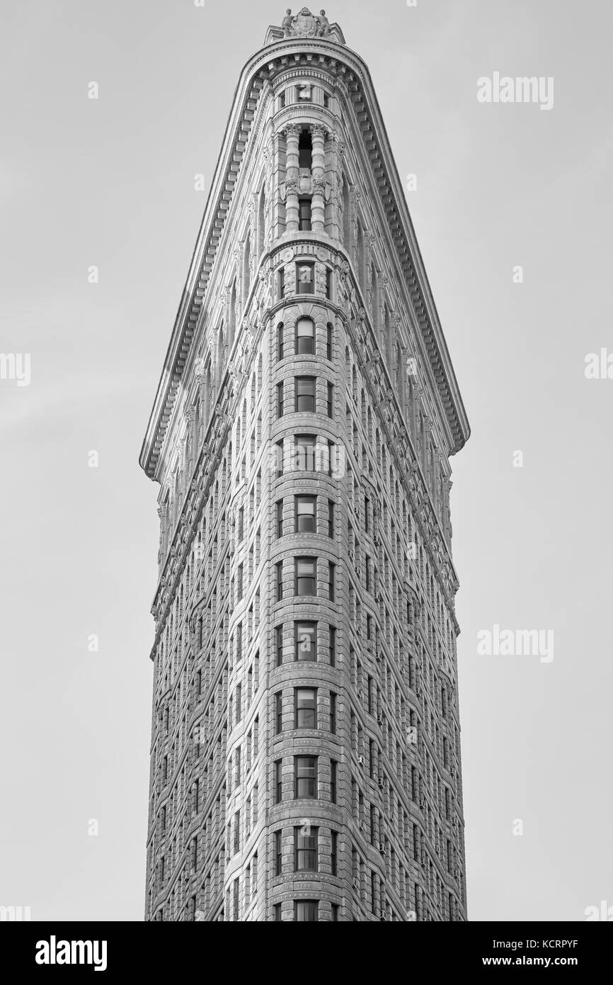 Architektur detail Flatiron Building in New York City in Schwarz und Weiß Stockfoto
