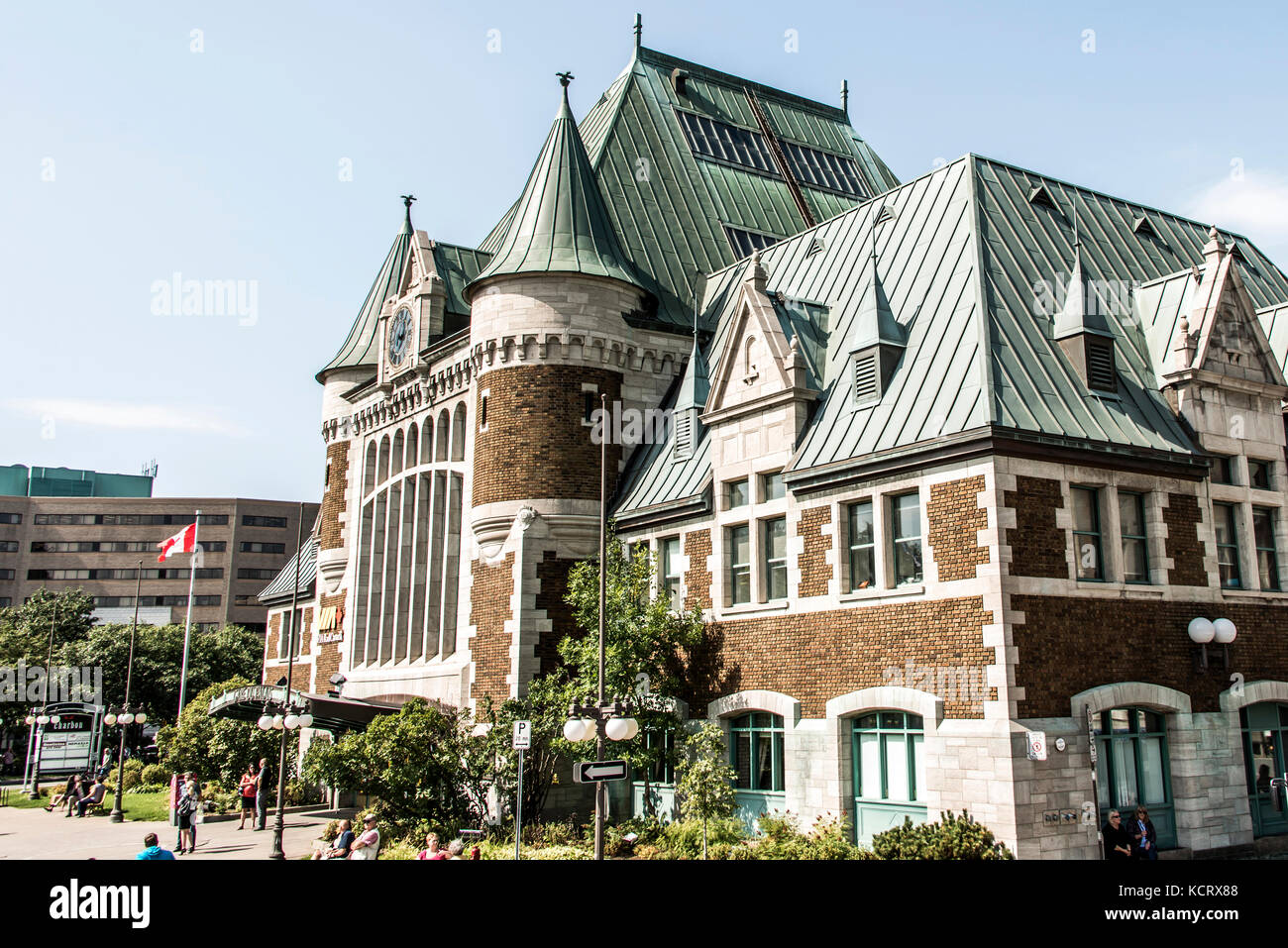 Quebec, Kanada - 12.09.2017 Blick auf den Gare du Palais, Quebec Hauptbahnhof. 1915 eröffnet und ist ein denkmalgeschützter Bahnhof Stockfoto