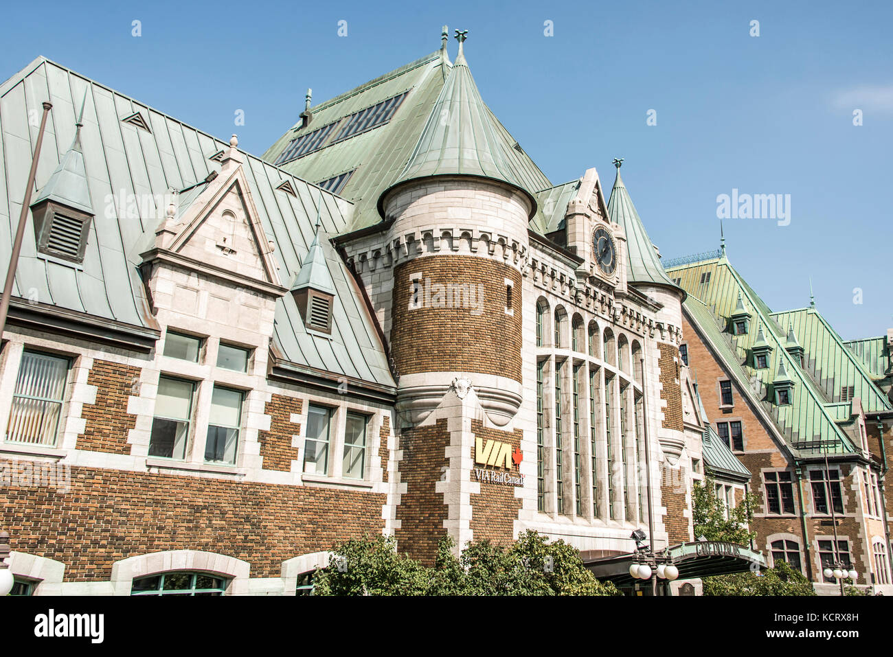 Quebec, Kanada - 12.09.2017 Blick auf den Gare du Palais, Quebec Hauptbahnhof. 1915 eröffnet und ist ein denkmalgeschützter Bahnhof Stockfoto