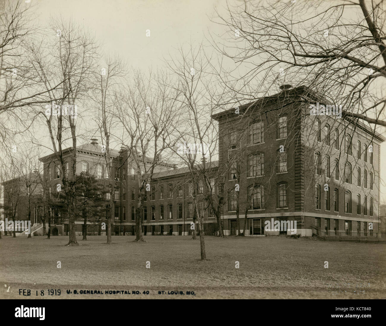 Stadt Krankenstation Gebäude an der US-General Hospital 40. 5900 Arsenal Street. 18. Januar 1919 Stockfoto
