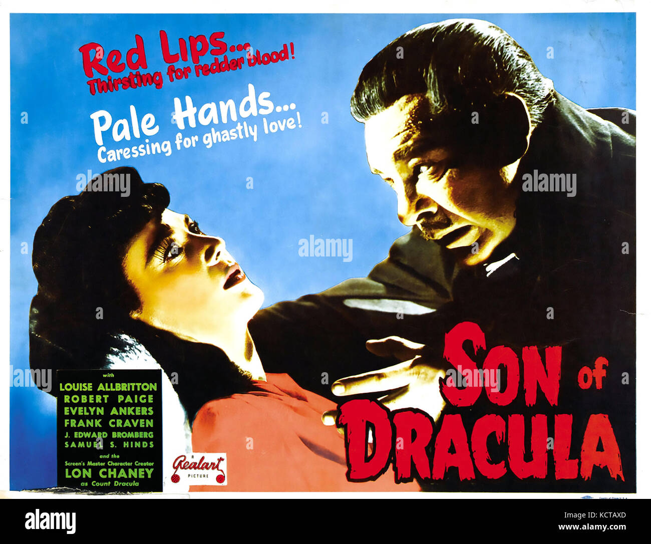 Sohn VON DRACULA 1943 Universal Pictures Horrorfilm mit Lon Chaney Jnr und Evelyn Ankers Stockfoto