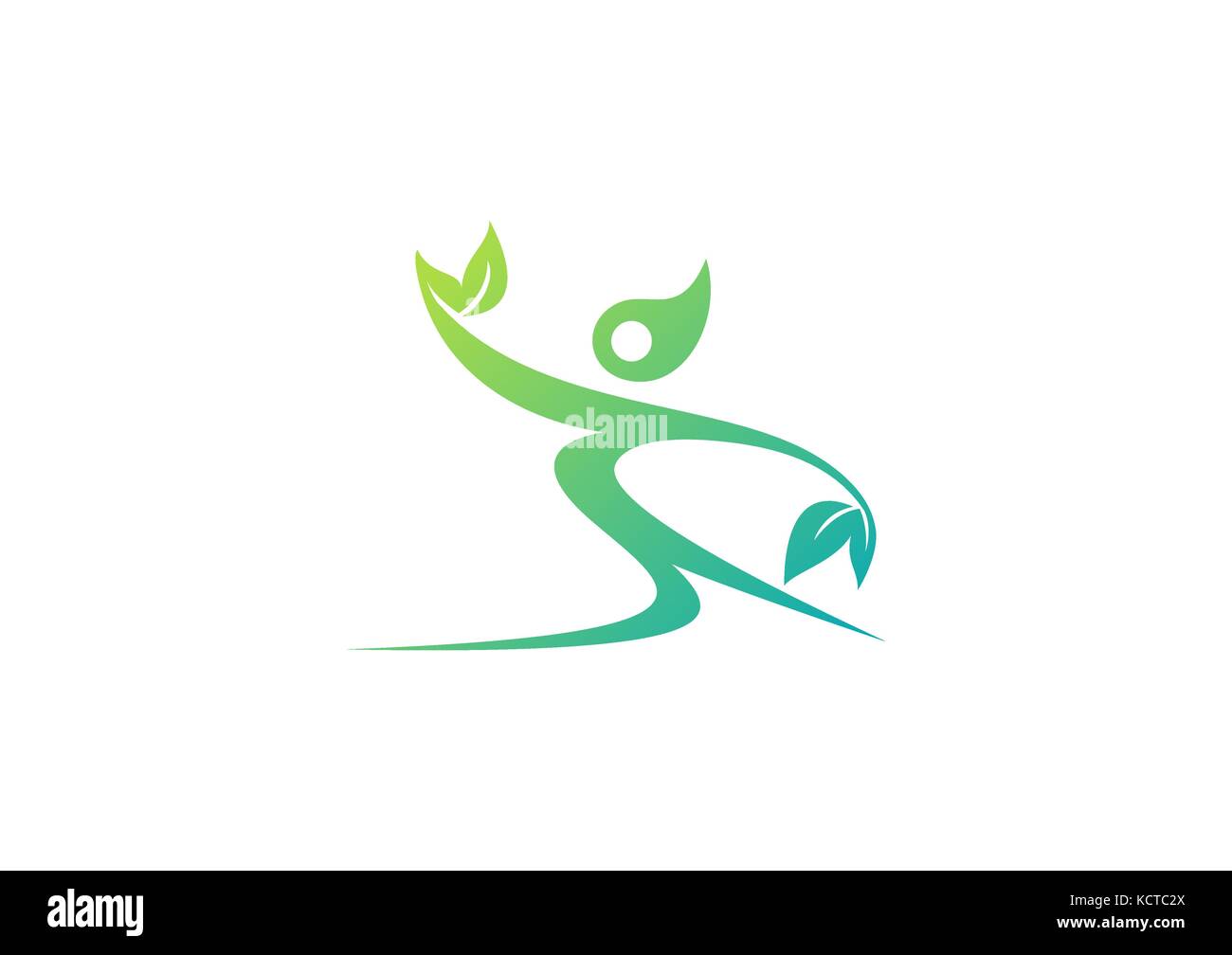 Grüne Menschen tanzen Wellness-Logo, grüne Tänzerin Health Concept Logo Symbol vektor design Stock Vektor