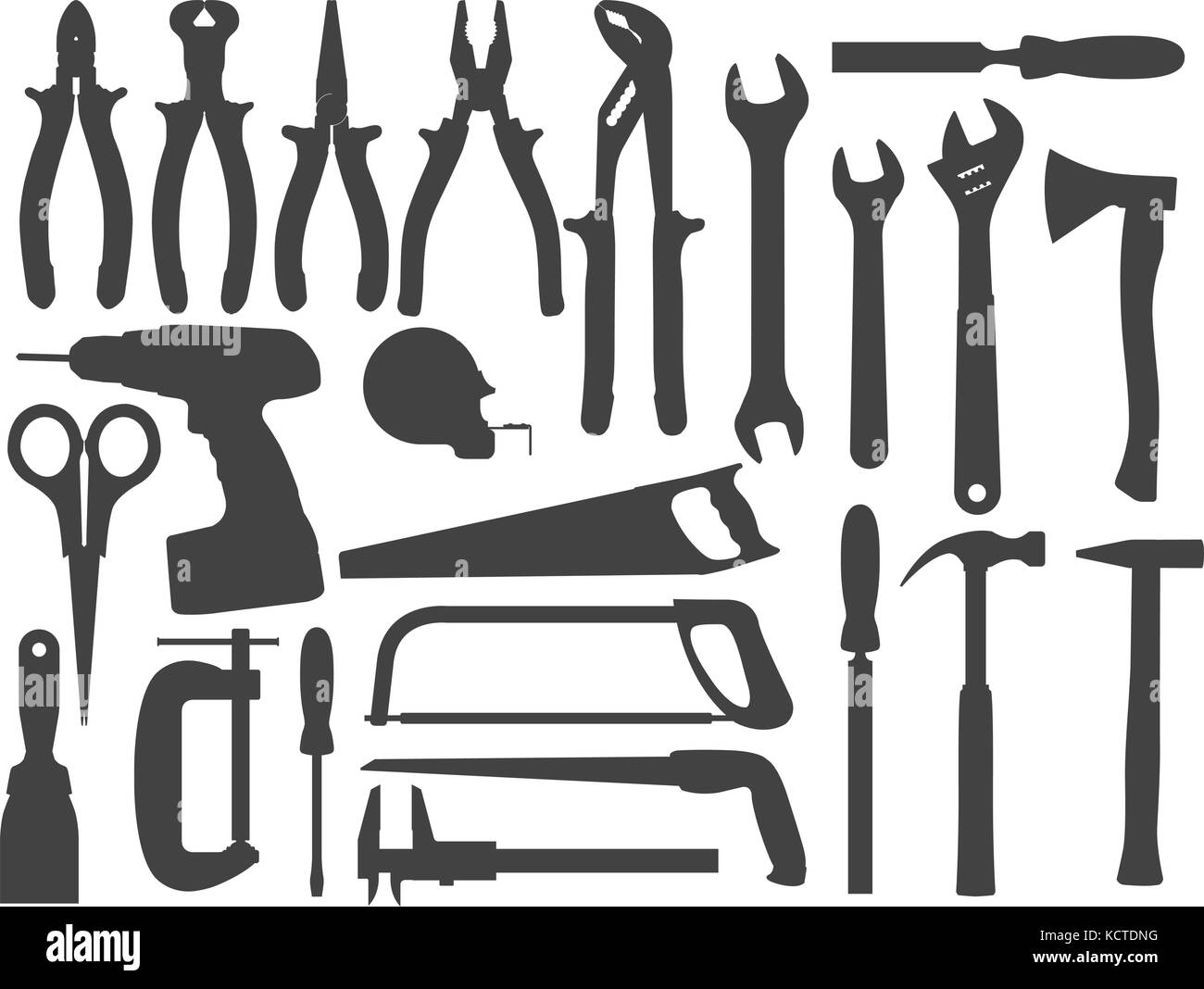 Hand tools Silhouette eingestellt Stock Vektor