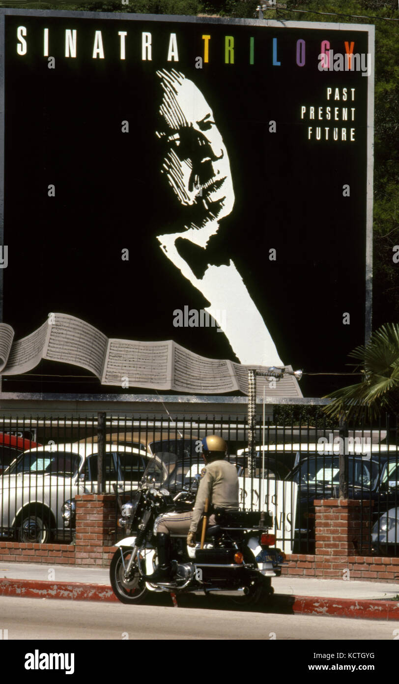 Frank Sinatra Hinweistafel auf dem Sunset Strip circa 1979 Stockfoto