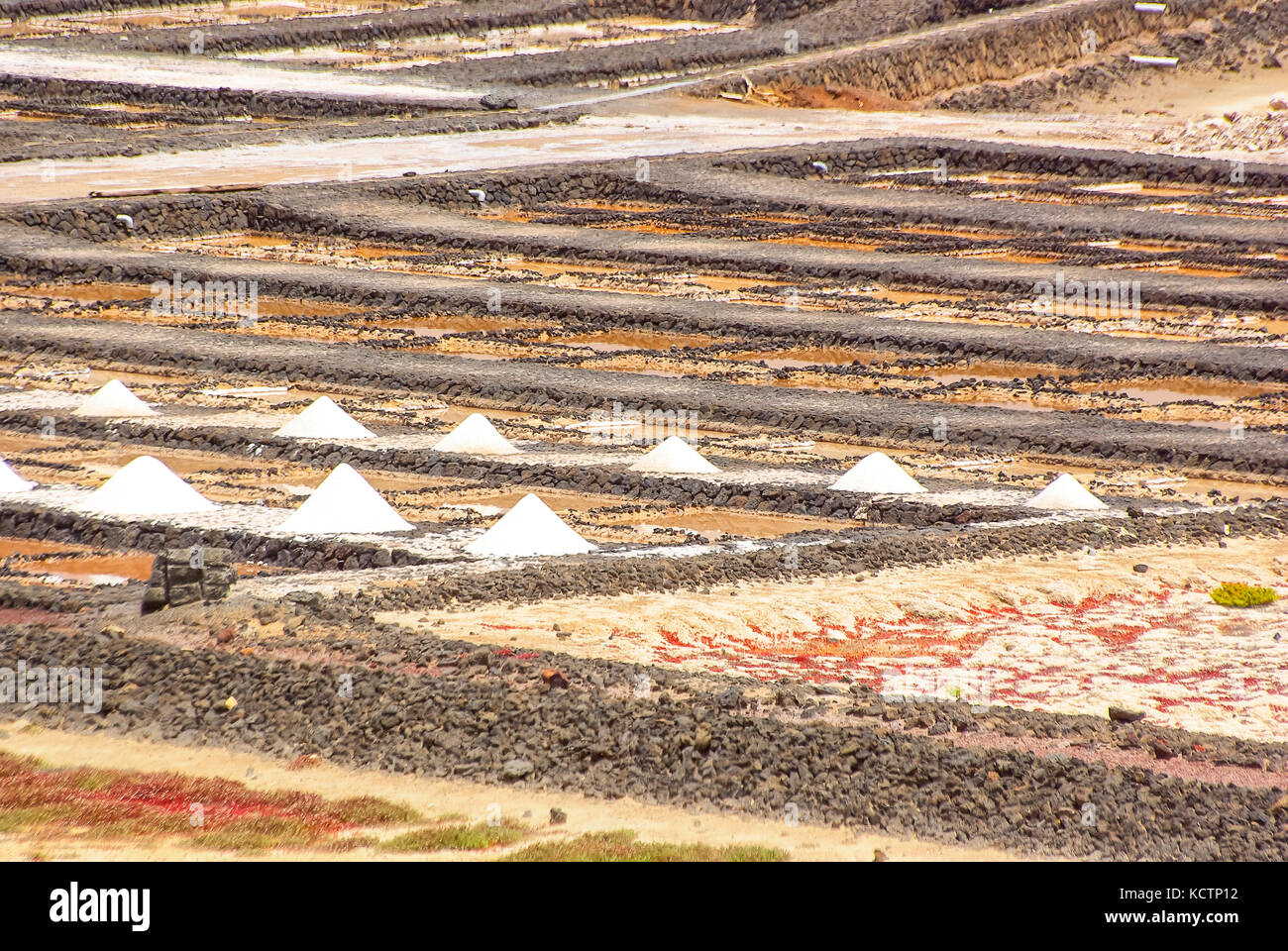 Die salt-Raffinerie von janubio (Salinas de Janubio) auf Lanzarote, Kanaren, Spanien. Stockfoto
