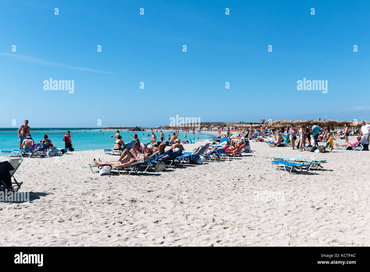 1. Oktober 2017, Elafonissi, Griechenland - Elafonissi Strand, in der Nähe der südwestlichen Ecke von der Mittelmeerinsel Kreta im initiereb entfernt Stockfoto