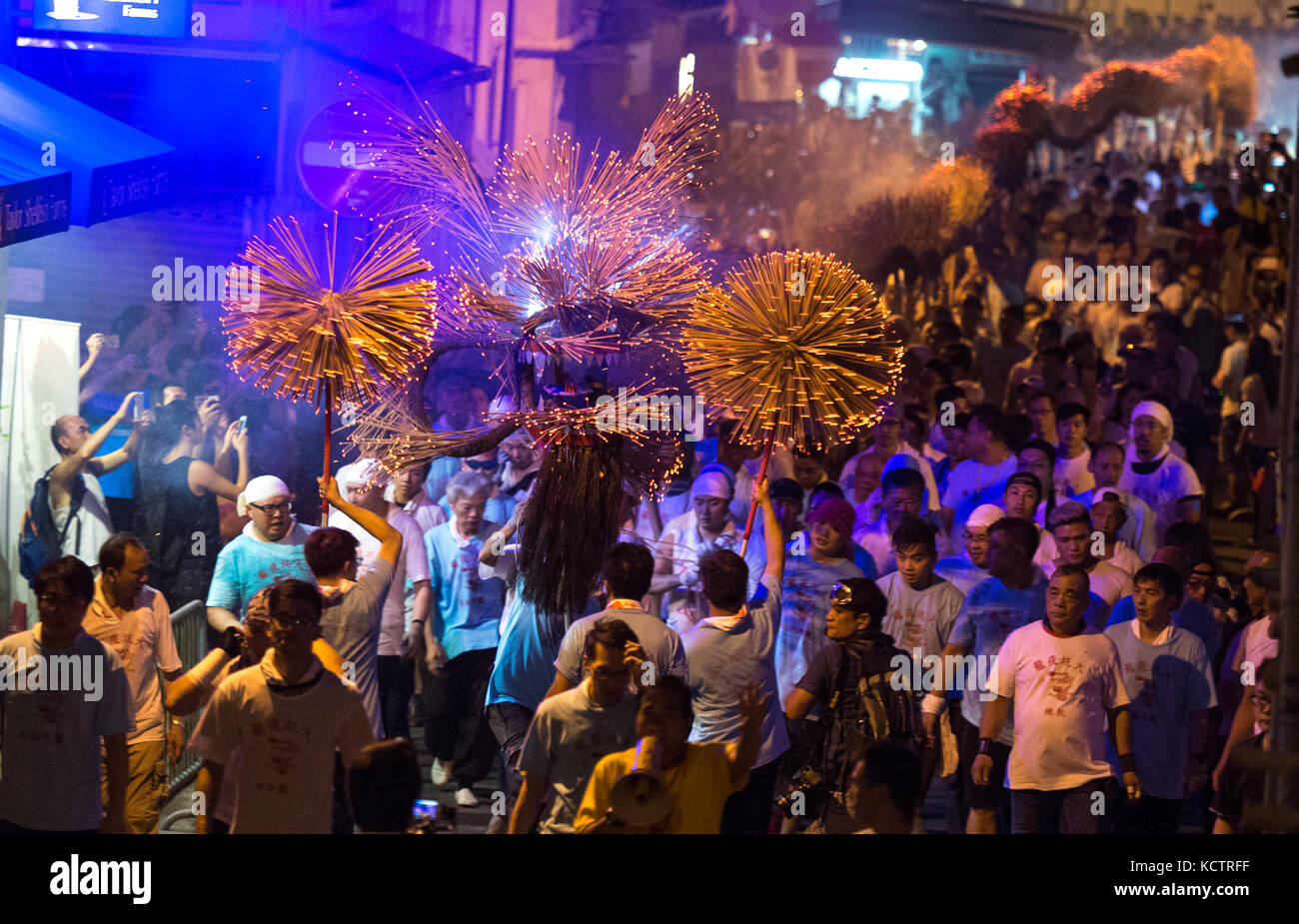 Fire Dragon, Feuer, Drachen, tai Hang, Tai, Hängen, Causeway Bay, tung lo Wan, Hong Kong, Hong, kon, Festival, Mitte Herbst, Herbst, Herbst, im Stockfoto