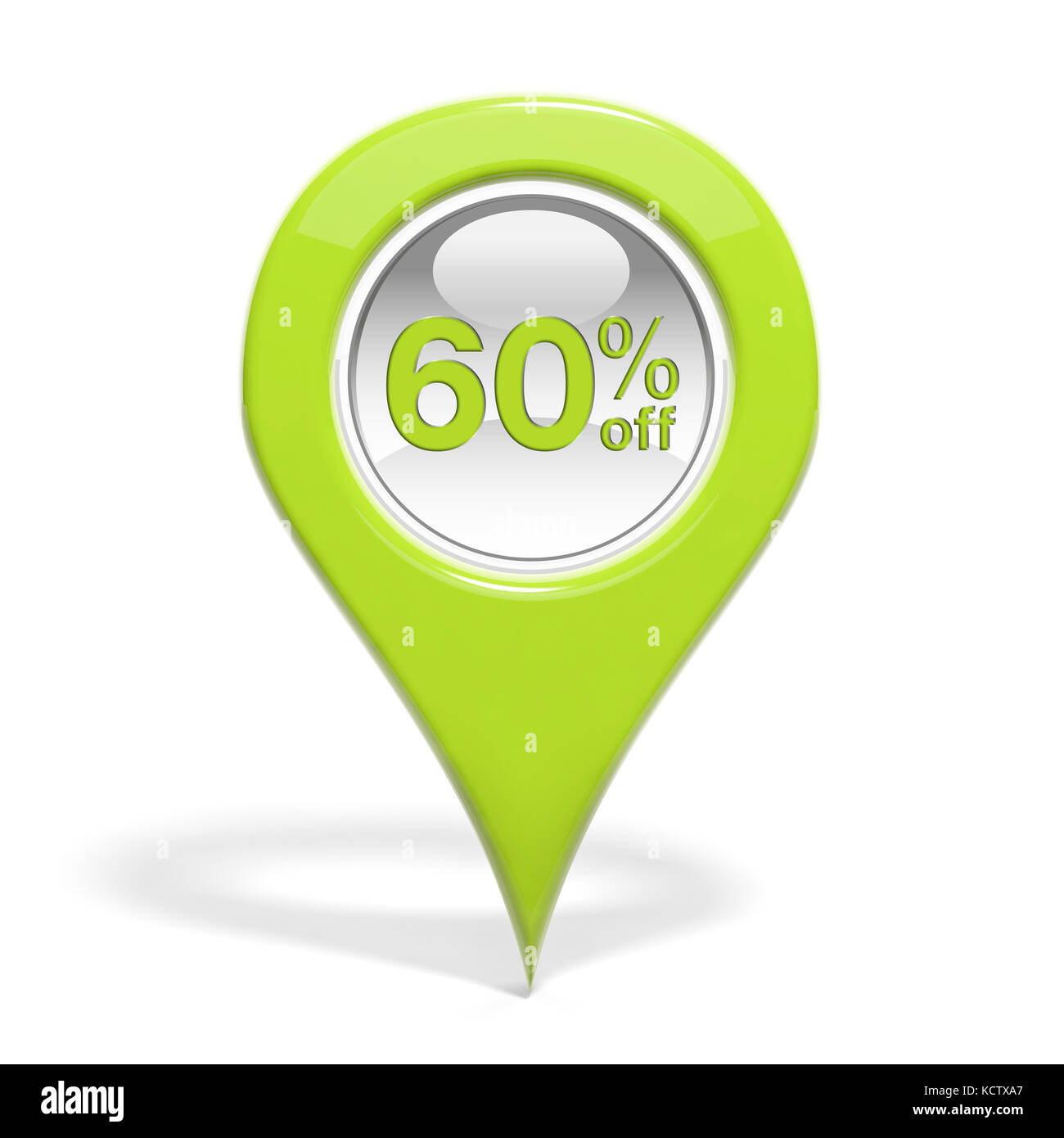 Umsatz runder Stift mit 60 % Rabatt isoliert auf weißem Stockfoto