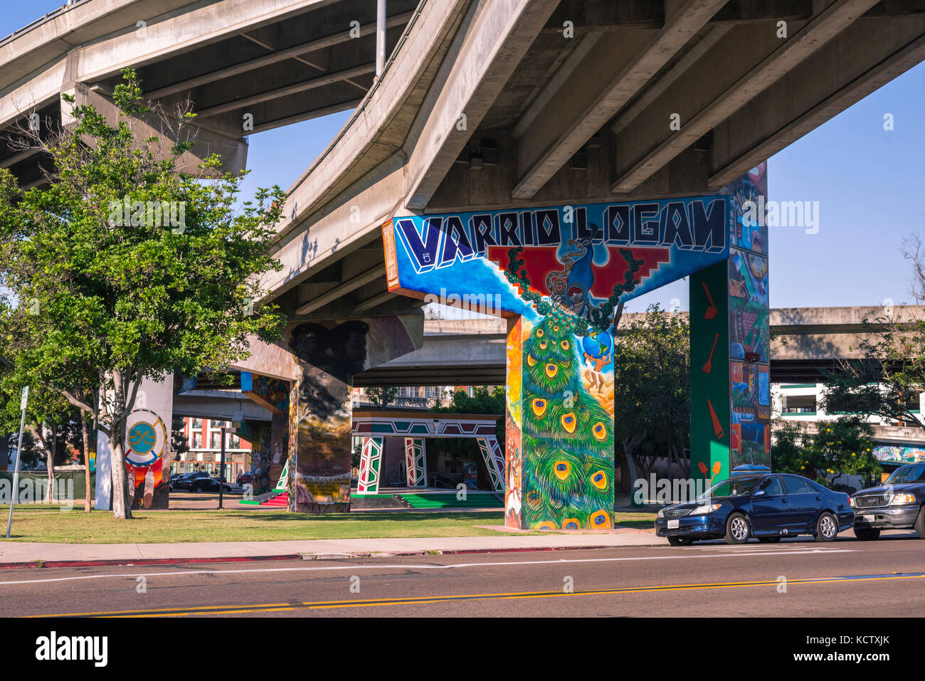 Anzeigen von Chicano Park. Barrio Logan, San Diego, Kalifornien, USA. Stockfoto