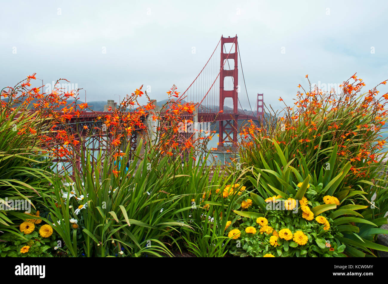 Golden Gate Bridge in bewölkten Tag Stockfoto