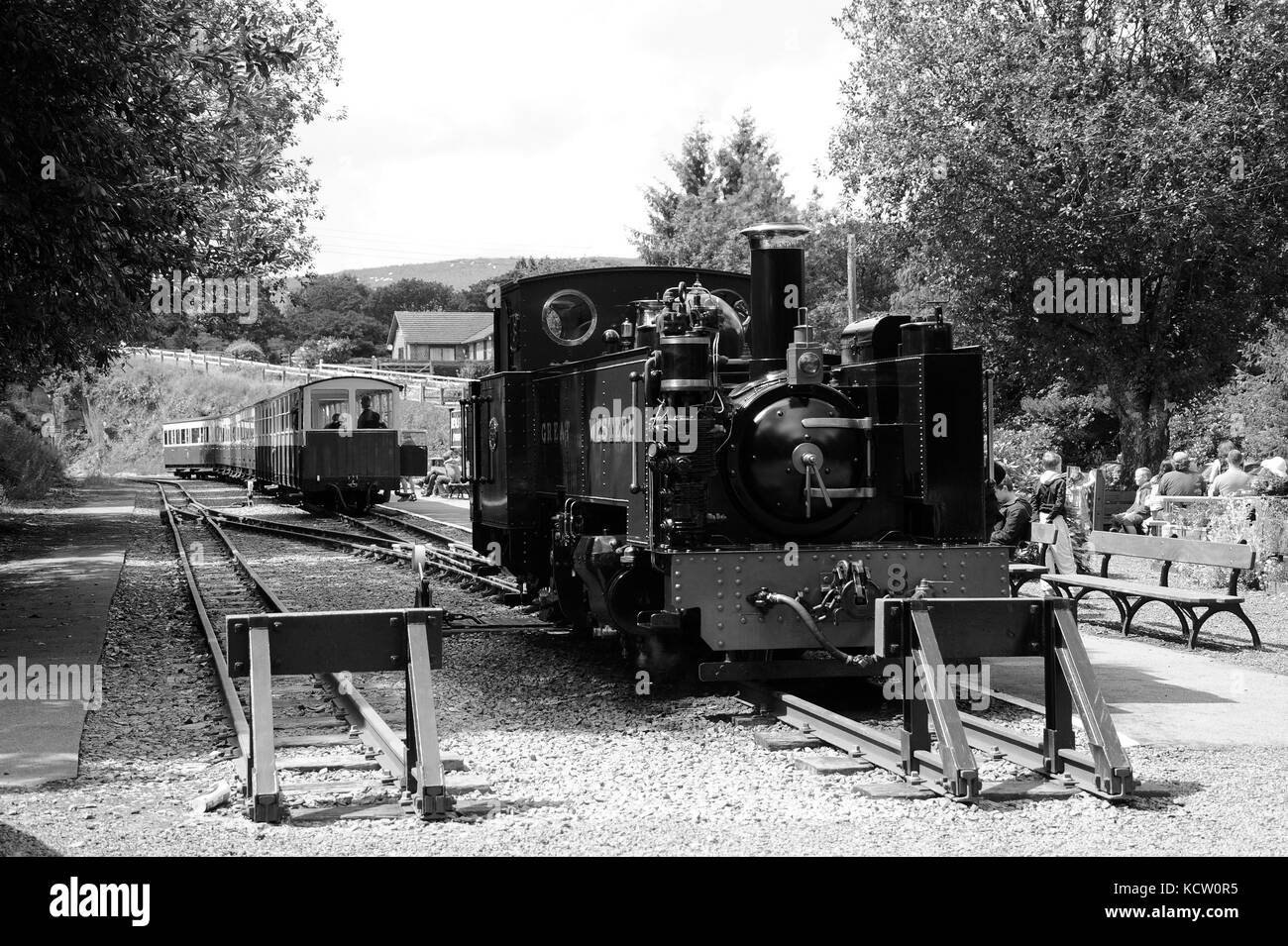 Sie ewellyn' Devil's Bridge Station. Vale von rheidol Eisenbahn. Stockfoto